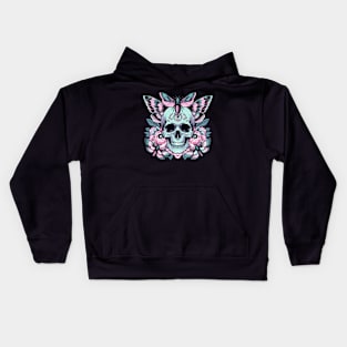 Pastel Goth Skull Moth Kids Hoodie